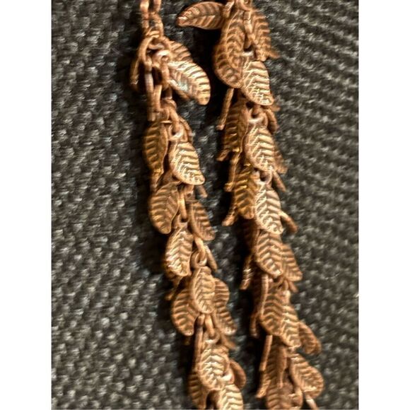 Earrings, Copper Leaf Earrings, Dangle, 4”, NEW, Handmade, Artisan - Picture 2 of 3